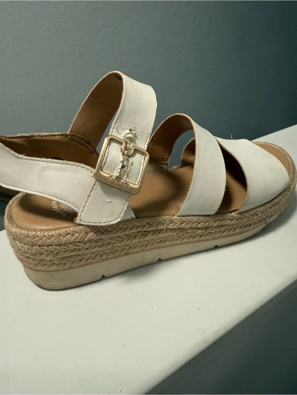 Dr Scholls white jute strapped sandals